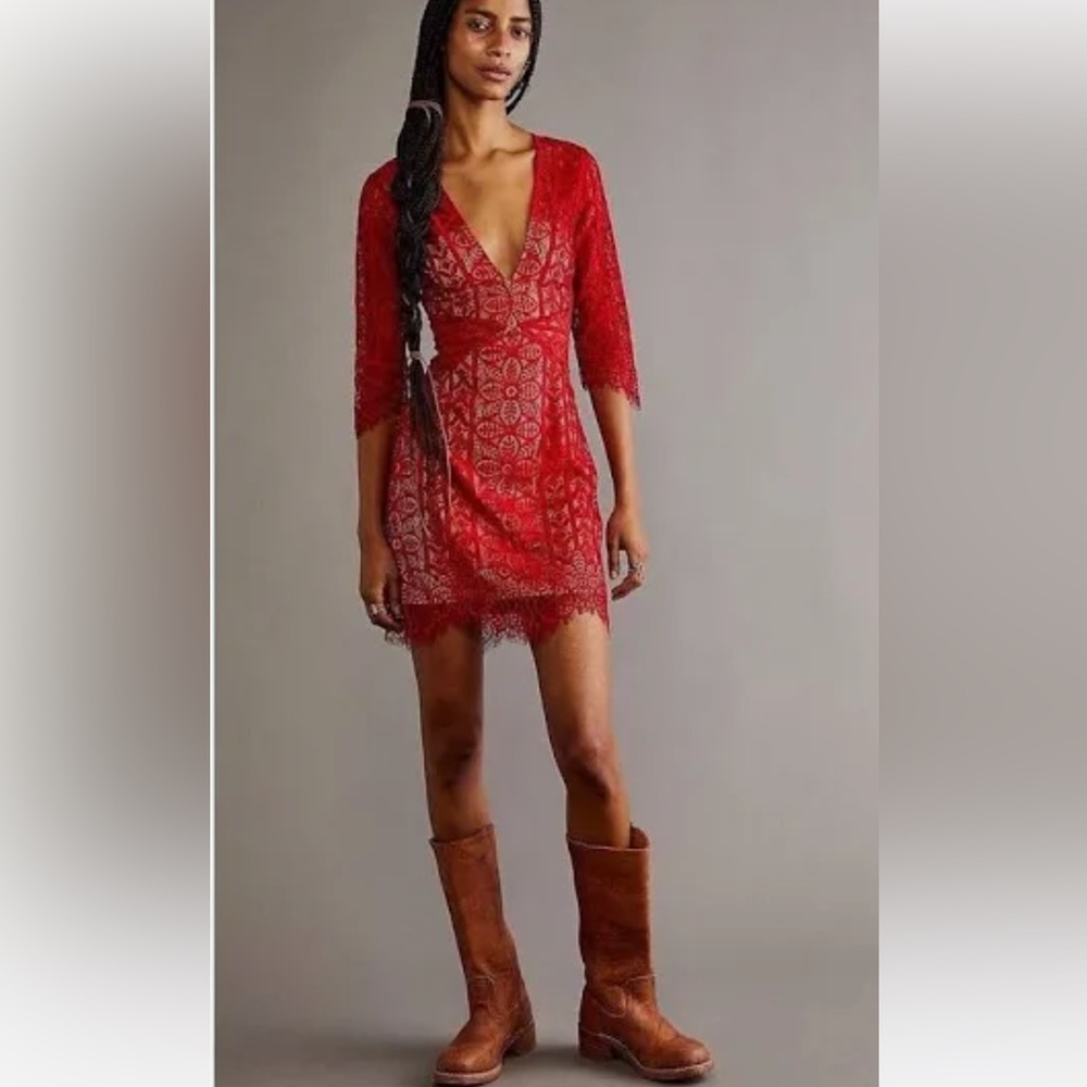 For Love and Lemons Red Lace Dress